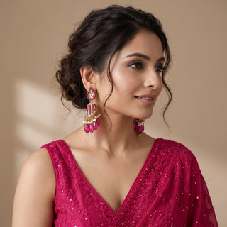 Adeline Rani Pink Polki Jhumka Earrings