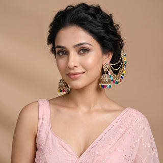 Adeline Multicolour Mirror Baahubali Jhumka Earrings