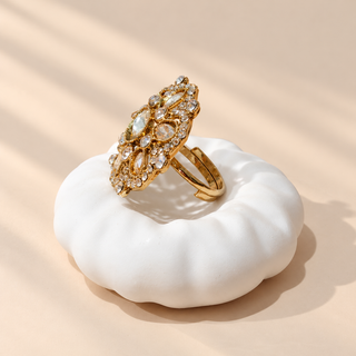 Juniper Polki Victorian Gold Finish Adjustable Ring