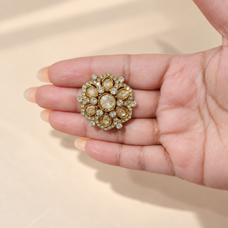 Juniper Polki Victorian Gold Finish Adjustable Ring