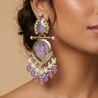 Aafreen Lavender Purple Kundan Earrings