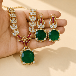 Adelina Multicolor CZ Diamond Simulant Necklace Set