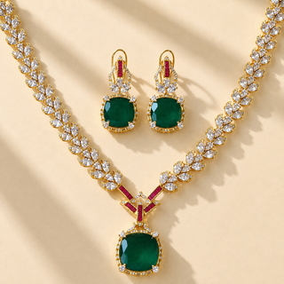 Adelina Multicolor CZ Diamond Simulant Necklace Set