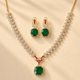 Adelina Multicolor CZ Diamond Simulant Necklace Set