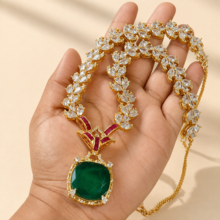 Adelina Multicolor CZ Diamond Simulant Necklace Set