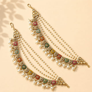 Adelina Multicolour Baahubali Earring Sahara Hair Chains