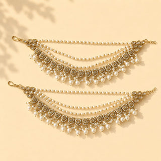 Adelina White Baahubali Earring Sahara Hair Chains