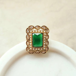 Aelin Green Polki Adjustable Ring