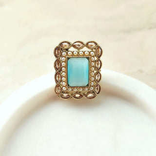 Aelin Light Blue Polki Adjustable Ring