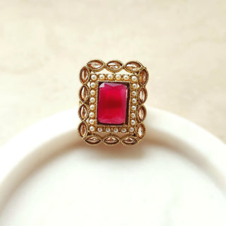 Aelin Ruby Red Polki Adjustable Ring