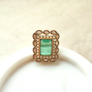 Aelin Sea Green Polki Adjustable Ring