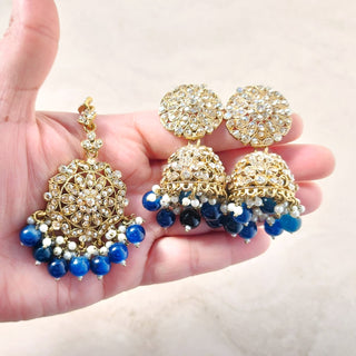 Alia Blue Choker Necklace Set with Tikka & Passa