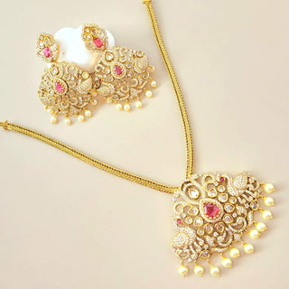 Alia Red Moissanite Peacock CZ Diamond Simulant Necklace Set