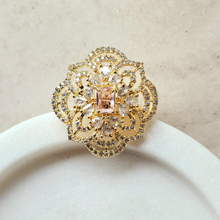 Alice Pink Gold Adjustable Diamond Simulant Ring