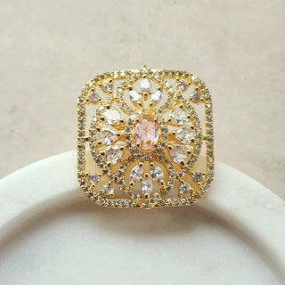 Alicea Pink Gold Adjustable Diamond Simulant Ring