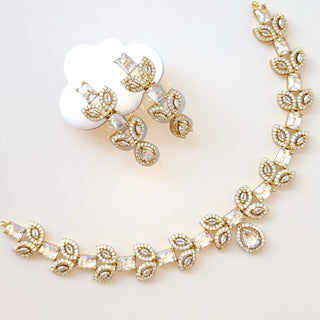 Alina White CZ Diamond Simulant Necklace Set