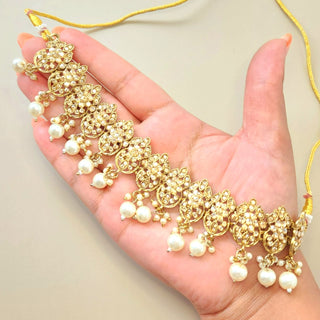 Alisha White Polki Choker Necklace Set with Tikka & Passa