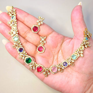 Amara Multicolour CZ Diamond Simulant Necklace Set