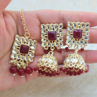 Amelia Maroon Red Choker Necklace Set