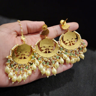 Tessa Multicolour Pachi Kundan Luxury Collection Tikka Set - ECLAT INDIAN JEWELS