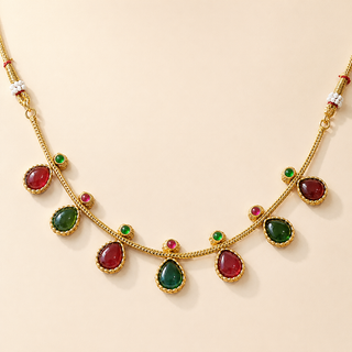 Ashley Red Green Choker Necklace Set