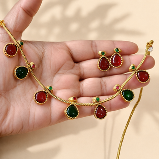 Ashley Red Green Choker Necklace Set