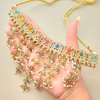 Athena Polki Multicolour Necklace Set with Tikka