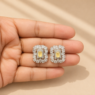 Blake Beige CZ Diamond Simulant Stud Earrings