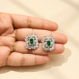 Blake Green CZ Diamond Simulant Stud Earrings