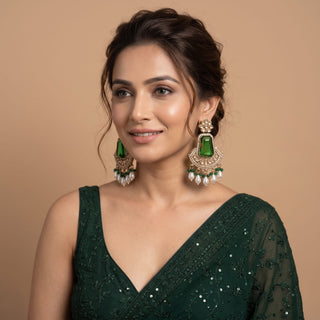 Beatrix Dark Green Polki Earrings
