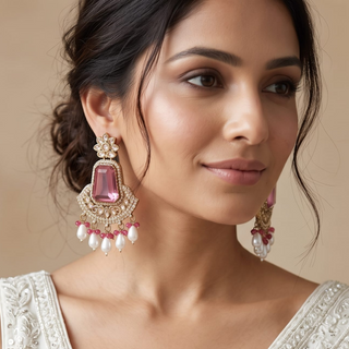 Beatrix Pink Polki Earrings