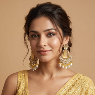 Beatrix Yellow Polki Earrings