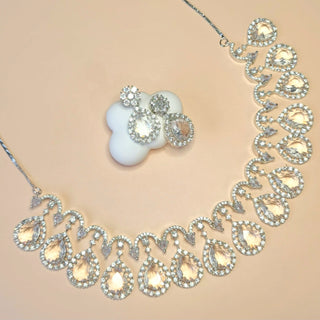 Becca Clear White CZ Diamond Simulant Necklace Set