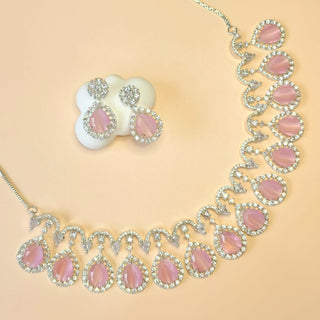 Becca Pink CZ Diamond Simulant Necklace Set