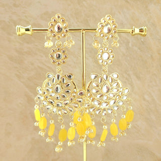 Becca Yellow Kundan Necklace Set with Tikka