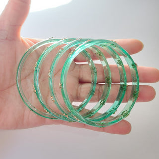 Bella Teal Green Glass Bangles (Set of 4) (2.6, 2.8)