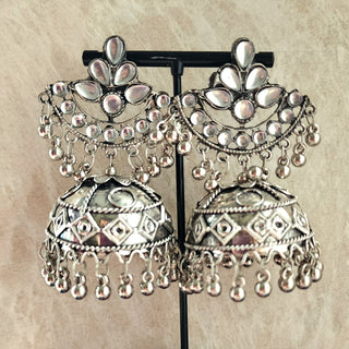 Bethany German Silver Kundan Dome Jhumka Earrings