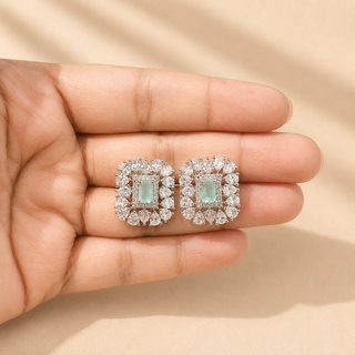 Blake Mint Green CZ Diamond Simulant Stud Earrings