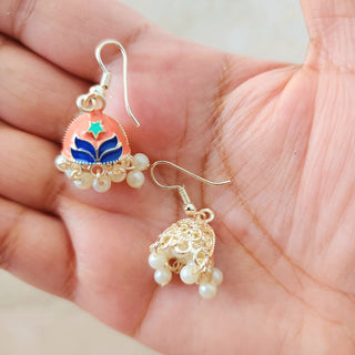 Blossom Peach Multicolour Mini Jhumka Earrings