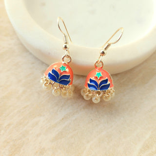 Blossom Peach Multicolour Mini Jhumka Earrings