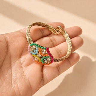 Bridgett Multicolour Polki Bracelet (Fits 2.4 to 2.8 comfortably)