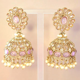 Callie Light Purple Polki Jhumka Earrings