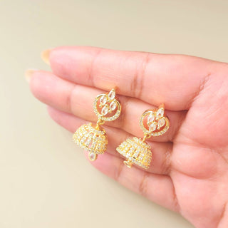 Cameron White CZ Diamond Simulant Jhumka Earrings