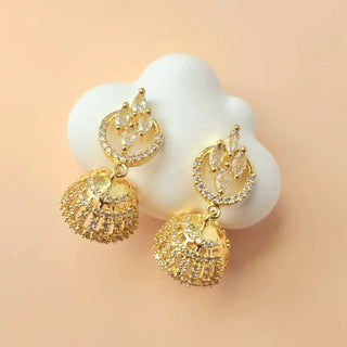 Cameron White CZ Diamond Simulant Jhumka Earrings