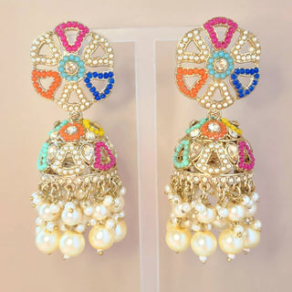 Carleigh Multicolour Polki Jhumka Earrings