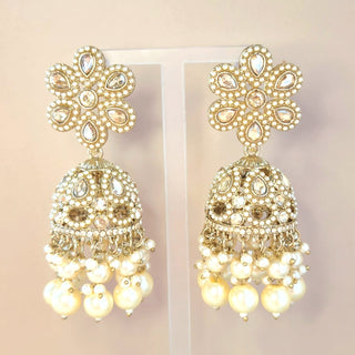 Carleigh White Polki Jhumka Earrings
