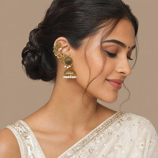 Carmen White Lightweight & Easy to Wear Ear Cuff Earrings