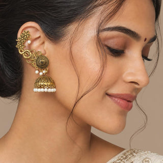 Carmen White Lightweight & Easy to Wear Ear Cuff Earrings