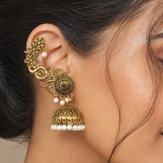 Carmen White Lightweight & Easy to Wear Ear Cuff Earrings
