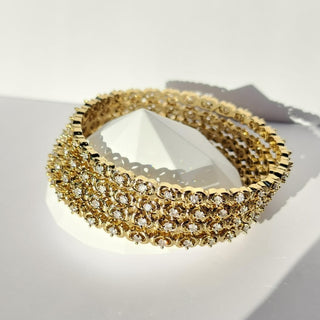 Cecil Antique Victorian Gold CZ Diamond Luxury Bangle (Set of 4) (2.4,2.6, 2.8)